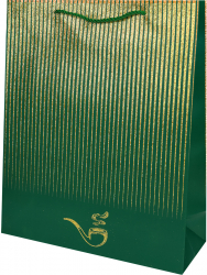Dream cards Пакет подар. с мат. лам. и глит.26.4х32.7х13.6см р-р(L),Зеленый минимализм,210г ППК-2590