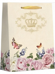Dream cards Пакет подарочный с мат. лам. 26х32х10 см "Весенние бабочки", 210 г (Размер L) ПКП-6565