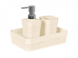 Набор для ванной комнаты OSLO Mini 3 предмета (орг. А5, дозатор д/мыла; подст. д/зуб.щет) молочный т
