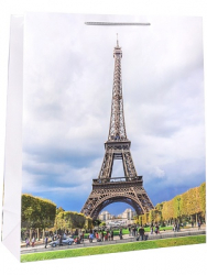 Пакет подарочный с глянцевой ламинацией 40x47x14 см  (XXL) Эйфелева башня в Париже, 157 г ППК-7484