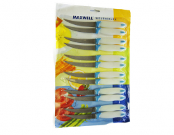 Набор ножей на блистере 12 шт Maxwell с пластиковой ручкой и зубчиками 20см арт. 16874-13-5