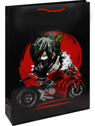 Пакет подарочный с глянц.ламинацией 26,4x32,7x13,6 см (L) Красный мотоцикл, 157 г ПКП-4325
