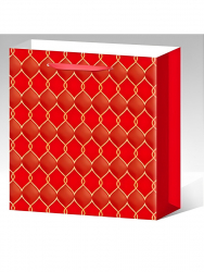 Dream cards Пакет подарочный с мат.лам.  золотистым тиснением и тиснением  31*40*12см  (размер ХL) Элегантная роскошь,  красный, 210 г ПКП-5939
