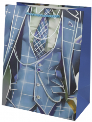 Dream cards Пакет подар.с мат.лам.и серебристым тисн.,18х23х10см(М)Голубой пиджак,210г ППК-3575