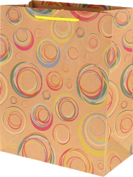 Пакет подарочный из крафт-бумаги 26,4х32,7х13,6 см (craft L) Разноцветные круги , 150 г ПКП-4313