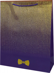 Dream cards Пакет подар. с мат. лам. и глит.26.4х32.7х13.6см р-р(L),Синий минимализм,210г ППК-2589